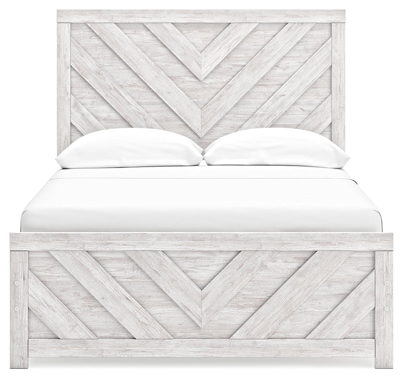 Cayboni Full Panel Bed with Dresser and 2 Nightstands in Whitewash - PKG016588