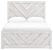 Cayboni Full Panel Bed with Mirrored Dresser and Nightstand in Whitewash - PKG016593