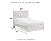 Cayboni Full Panel Bed with Mirrored Dresser and Nightstand in Whitewash - PKG016593