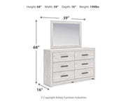 Cayboni King Panel Bed with Mirrored Dresser and Chest in Whitewash from Ashley - Lara Furniture