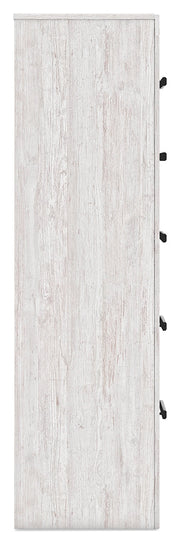 Cayboni King Panel Bed with Mirrored Dresser, Chest and Nightstand in Whitewash from Ashley - Lara Furniture
