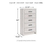 Cayboni King Panel Bed with Mirrored Dresser, Chest and Nightstand in Whitewash from Ashley - Lara Furniture