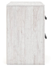 Cayboni King Panel Bed with Mirrored Dresser, Chest and Nightstand in Whitewash from Ashley - Lara Furniture