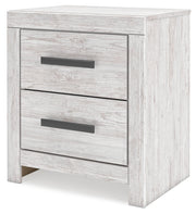 Cayboni King Panel Bed with Mirrored Dresser, Chest and Nightstand in Whitewash from Ashley - Lara Furniture