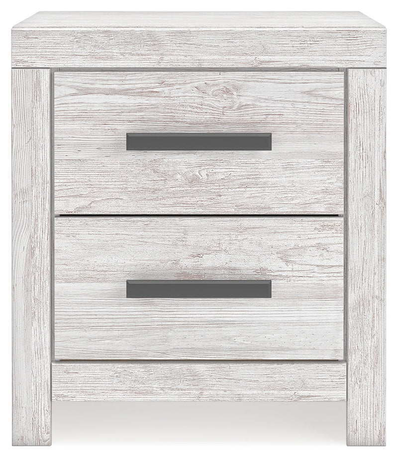 Cayboni Queen Panel Bed with 2 Nightstands in Whitewash from Ashley - Lara Furniture