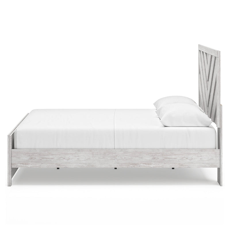 Cayboni Queen Panel Bed with 2 Nightstands in Whitewash from Ashley - Lara Furniture