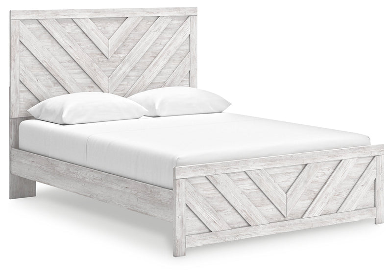 Cayboni Queen Panel Bed with Dresser and 2 Nightstands in Whitewash from Ashley - Lara Furniture