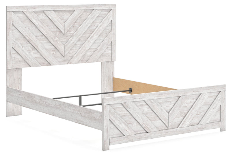 Cayboni Queen Panel Bed with Dresser and 2 Nightstands in Whitewash from Ashley - Lara Furniture