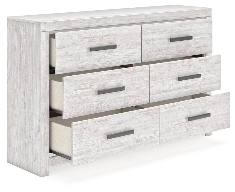 Cayboni Queen Panel Bed with Dresser and 2 Nightstands in Whitewash from Ashley - Lara Furniture