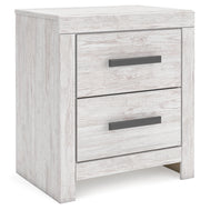 Cayboni Queen Panel Bed with Mirrored Dresser and 2 Nightstands in Whitewash from Ashley - Lara Furniture