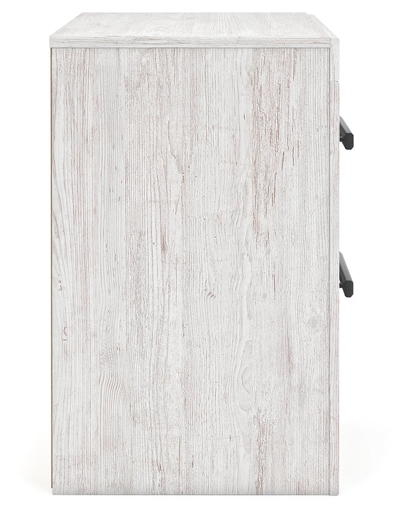 Cayboni Queen Panel Bed with Mirrored Dresser and 2 Nightstands in Whitewash from Ashley - Lara Furniture