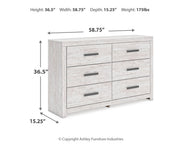 Cayboni Twin Panel Bed with Dresser and 2 Nightstands in Whitewash from Ashley - Lara Furniture