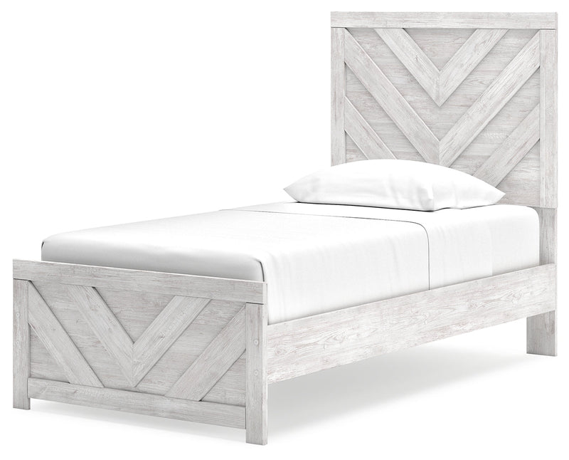 Cayboni Twin Panel Bed with Dresser and 2 Nightstands in Whitewash from Ashley - Lara Furniture