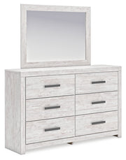 Cayboni Twin Panel Bed with Mirrored Dresser and 2 Nightstands in Whitewash from Ashley - Lara Furniture