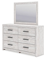 Cayboni Twin Panel Bed with Mirrored Dresser and 2 Nightstands in Whitewash from Ashley - Lara Furniture