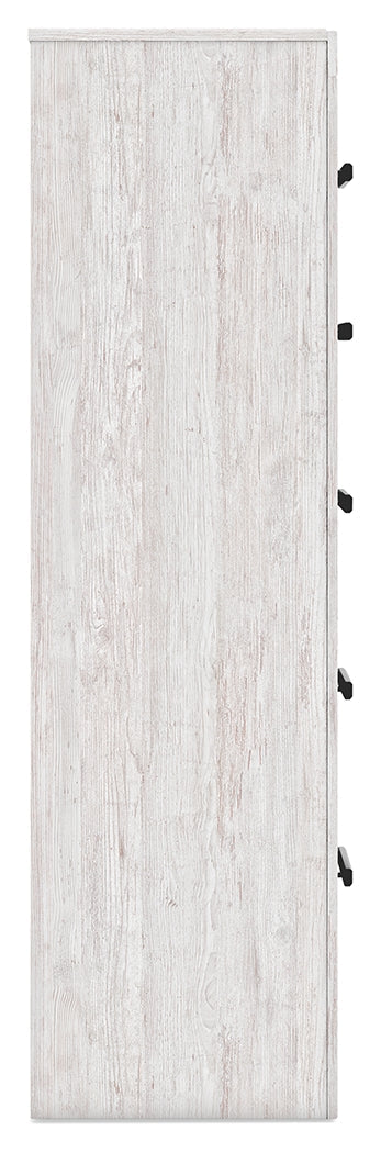 Cayboni Twin Panel Bed with Mirrored Dresser and Chest in Whitewash from Ashley - Lara Furniture