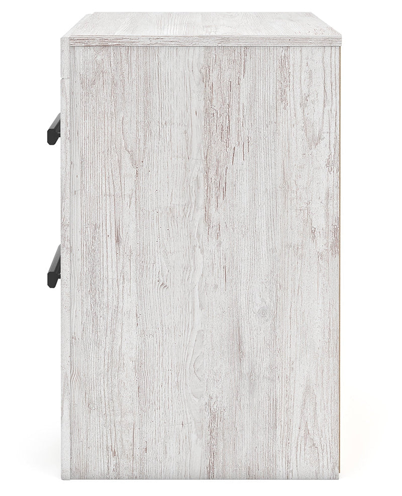 Cayboni Twin Panel Bed with Nightstand in Whitewash from Ashley - Lara Furniture