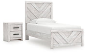 Cayboni Twin Panel Bed with Nightstand in Whitewash from Ashley - Lara Furniture