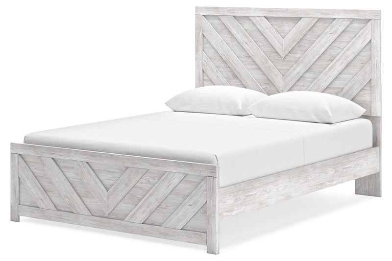 Cayboni Whitewash Queen Panel Bed - Lara FurnitureQueen Bed