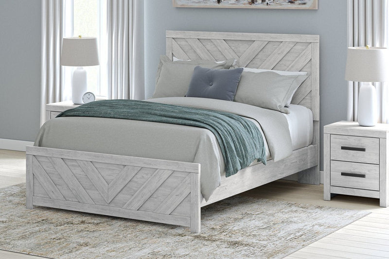 Cayboni Whitewash Queen Panel Bed - Lara FurnitureQueen Bed