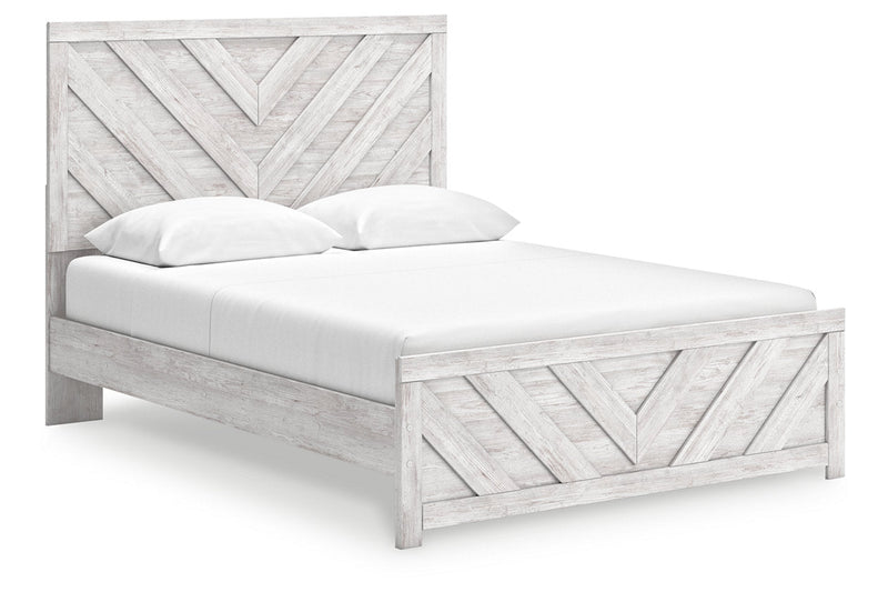 Cayboni Whitewash Queen Panel Bed - Lara FurnitureQueen Bed