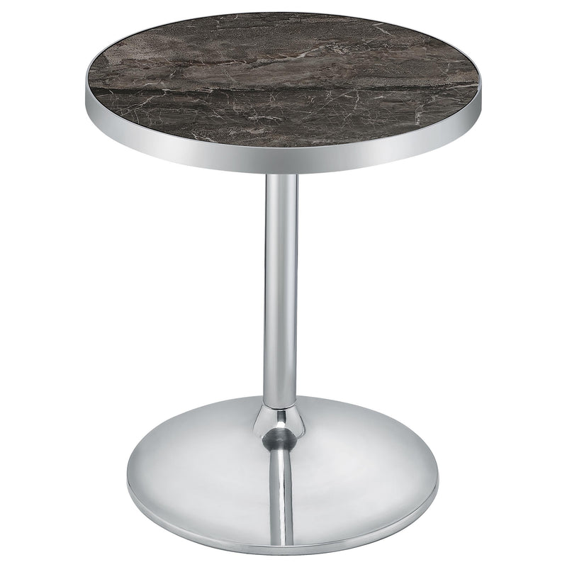Cazen Round Faux Marble Top Pedestal Side Table Grey - 930134