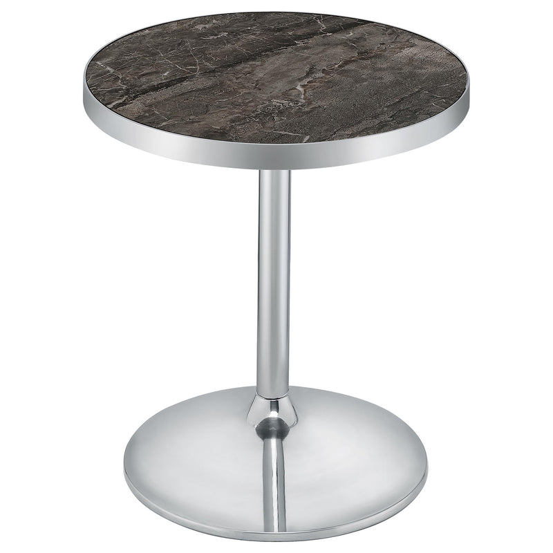 Cazen Round Faux Marble Top Pedestal Side Table Grey - 930134