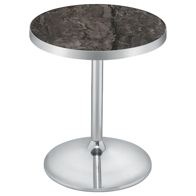 Cazen Round Faux Marble Top Pedestal Side Table Grey - 930134