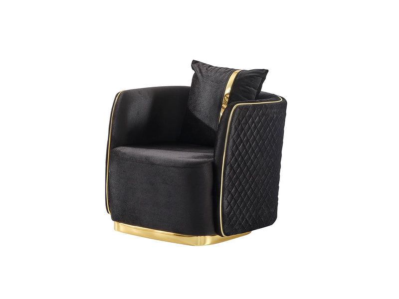 Ceko 3-pieces (Sofa & Loveseat & Chair) Livingroom Set Black in Black - 101-CEK-LUN09-321