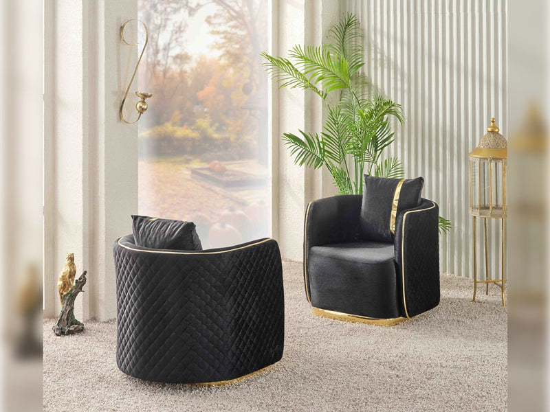 Ceko 3-pieces (Sofa & Loveseat & Chair) Livingroom Set Black in Black - 101-CEK-LUN09-321