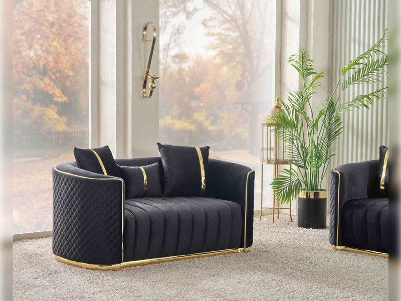 Ceko 4-pieces (2 Sofa & 2 Chair) Livingroom Set Black in Black - 101-CEK-LUN09-3311