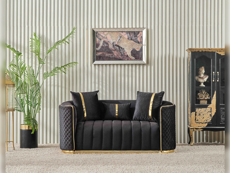 Ceko 4-pieces (2 Sofa & 2 Chair) Livingroom Set Black in Black - 101-CEK-LUN09-3311