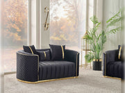 Ceko Stationary Loveseat Cream in Black - 101-CEK-LUN09-2