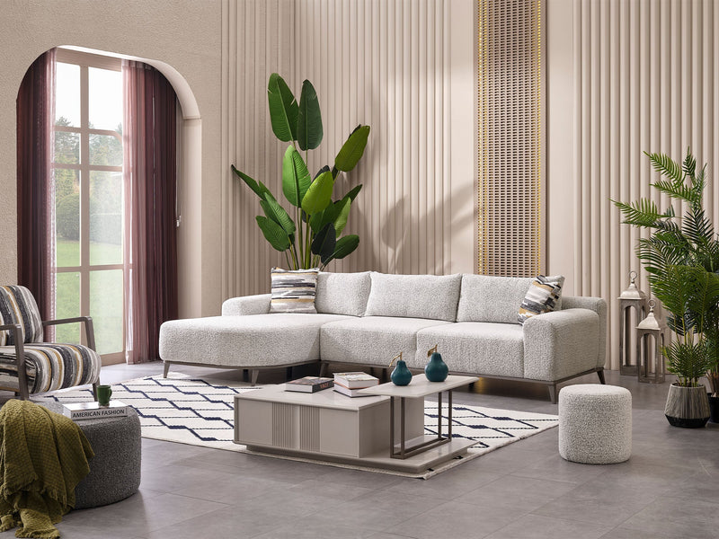 Cenova 3-pieces (Sofa & L Corner & Chair) Livingroom in Cream - Grey - 200-MAX-CEN-TED11-TED12-3L1