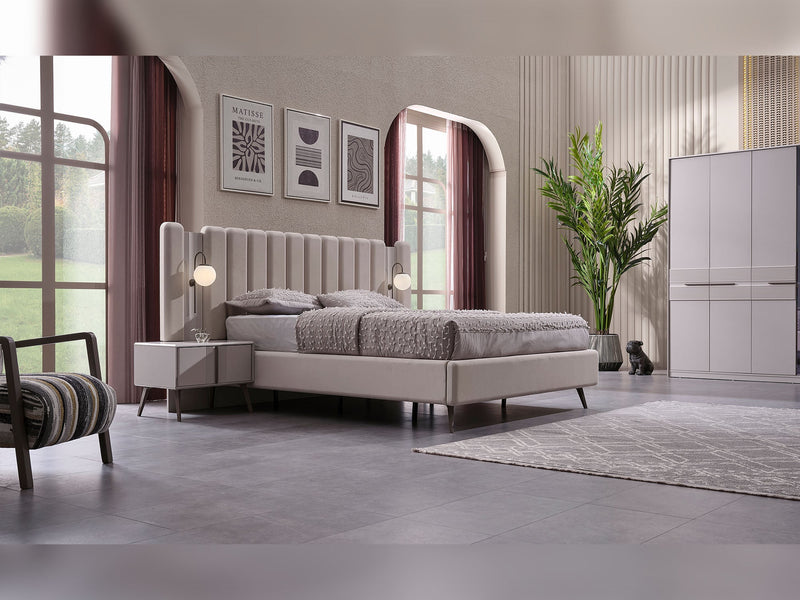 Cenova Bedroom (Queen Frame With Headboard & Dresser With Mirror & 2 Nightstand) - 200-MAX-CEN-150-QB-SET