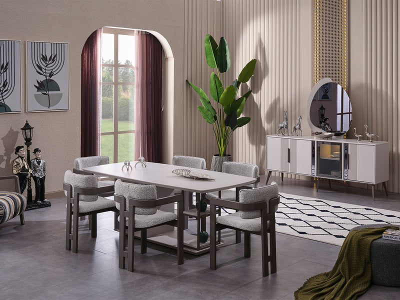 Cenova Diningroom (Consol With Mirror & Dining Table & 6 Dining Chair) - 200-MAX-CEN-DT-6-SET