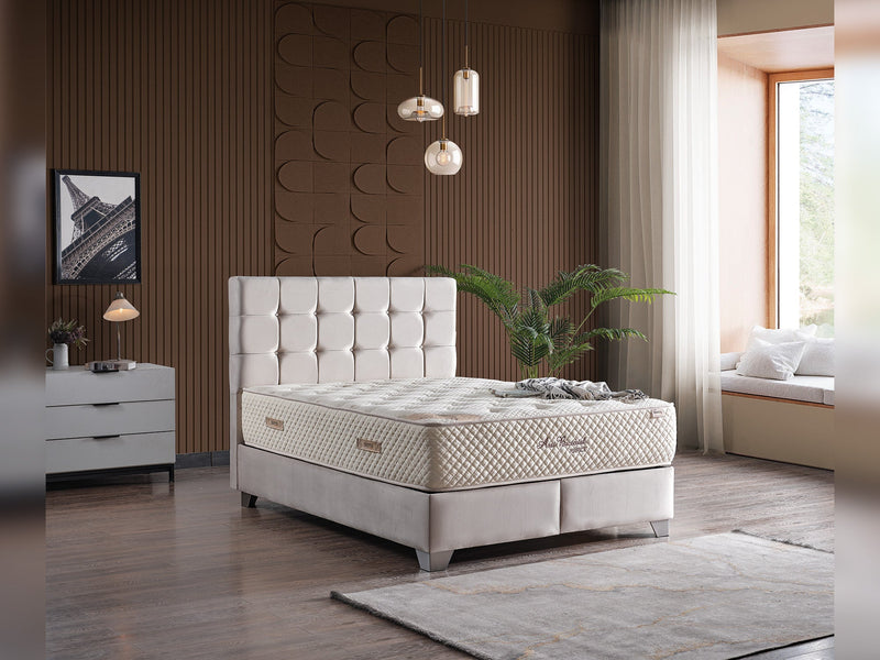 Cenova Storage Bed With Headboard Cream - Full in Cream - 110-CEN-L01-140-SB