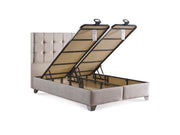 Cenova Storage Bed With Headboard Cream - Twin in Cream - 110-CEN-L01-100-SB