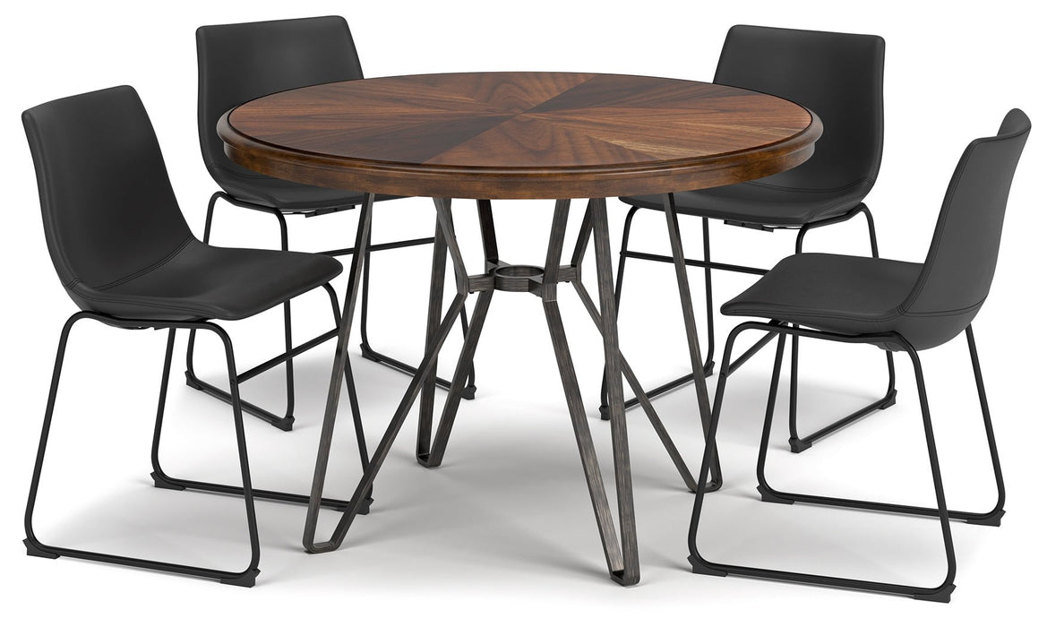 Centiar Brown/Black 5 - Piece Round Dining Set - Gate FurnitureDining Room Set