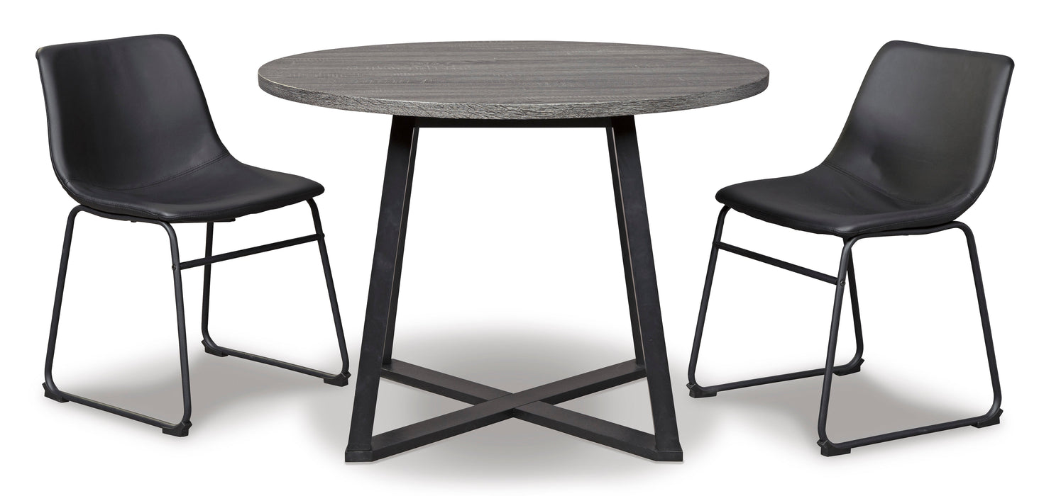 Centiar Gray/Black 3 - Piece Round Dining Set - Gate FurnitureDining Room Set