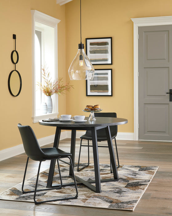 Centiar Gray/Black 3 - Piece Round Dining Set - Gate FurnitureDining Room Set