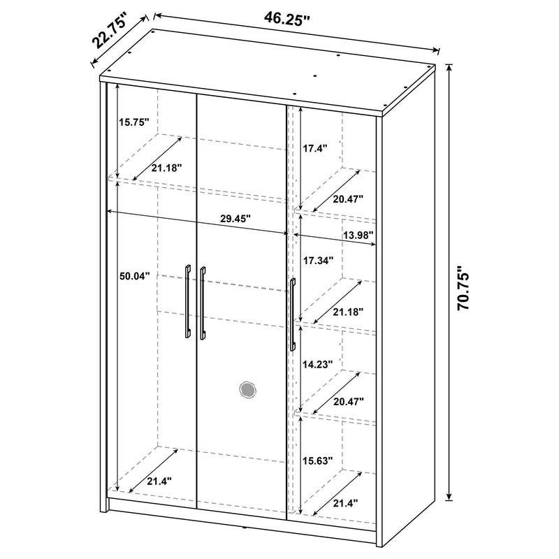 Cerda 3-door Bedroom Wardrobe Storage Cabinet Armoire Latte - 950448LTE