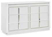 Chalanna California King Upholstered Storage Bed with Dresser and Nightstand in White from Ashley - Lara Furniture