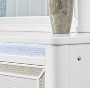 Chalanna California King Upholstered Storage Bed with Dresser in White from Ashley - Lara Furniture