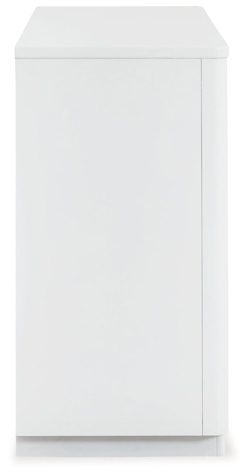 Chalanna King Upholstered Storage Bed with Dresser and Nightstand in White from Ashley - Lara Furniture