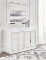 Chalanna King Upholstered Storage Bed with Dresser in White from Ashley - Lara Furniture