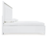 Chalanna King Upholstered Storage Bed with Mirrored Dresser and Chest in White from Ashley - Lara Furniture