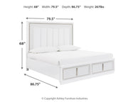 Chalanna King Upholstered Storage Bed with Mirrored Dresser in White from Ashley - Lara Furniture