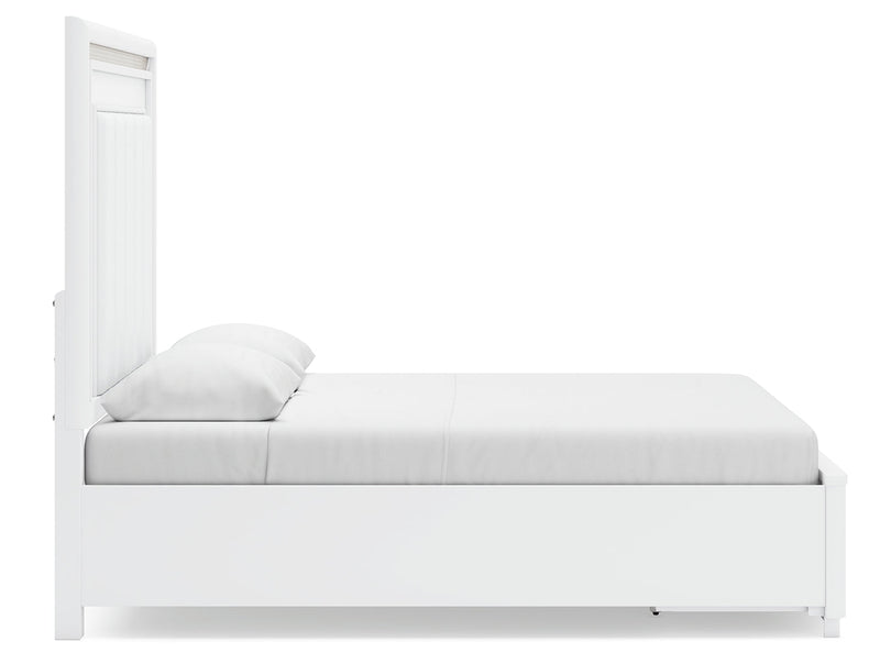 Chalanna Queen Upholstered Storage Bed with Dresser and 2 Nightstands in White from Ashley - Lara Furniture