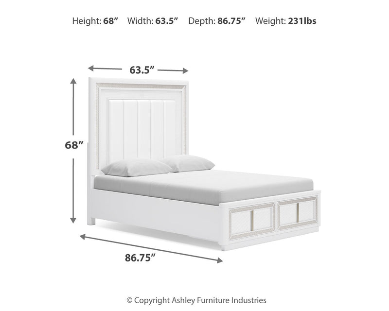 Chalanna Queen Upholstered Storage Bed with Dresser in White from Ashley - Lara Furniture